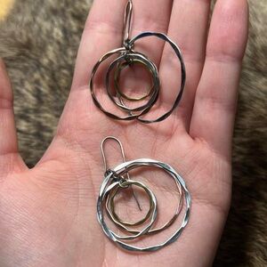 Robert Lee Morris four layered ring, 3D brass, copper and sterling earrings